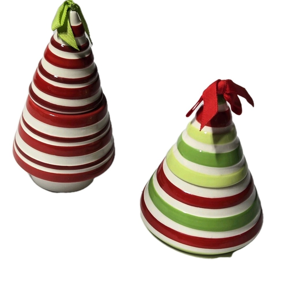 Set Of Two 2 Grasslands Road Cinnamon Scented Ceramic‎ Christmas Decor Candles